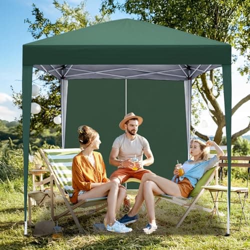 VINGLI 6.5x6.5 Pop Up Canopy Tent with Sidewalls, Outdoor Gazebo Canopy Tent, Patio Event Tents Outdoor Commercial Canopy for Parties (Green)