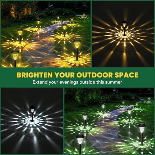 GIGALUMI Solar-Powered Pathway Lights (12-Pack), Waterproof, Bright LED Solar Outdoor Lights for Landscapes, Gardens, Walkways and Driveways (Cold White)