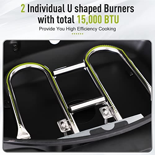 MFSTUDIO 4 Burners Propane Gas Grill and Griddle Combo with Searing Side Burner, 2 in 1 Griddle Grill and Porcelain-Enameled Cast Iron Grates, 46,700 BTU Outdoor Cooking Barbecue Grill, Black