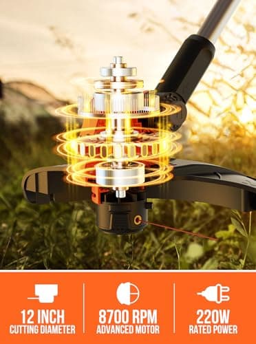 VARSK 20V 12" Cordless String Trimmer, 2 in 1 Trimmer and Edger with Auto Line Feed, 2 X 2.0Ah Batteries/1 X Fast Charger/6 X Bonus Spools Included, for Lawn, Garden, Yard, etc