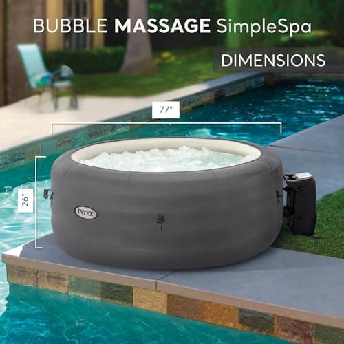 INTEX SimpleSpa Inflatable Hot Tub, 4 Person Jet Massage Spa with Built-in Pump