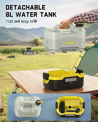 Fanttik NB8 Nano Portable Cordless Electric Sprayer w/2.1Gal Tank, Retractable Spray Head, 2600mAh Lithium Battery, IPX5, 72-98PSI, Portable Pressure Washer for Garden, Camping Shower and Pet Cleaning