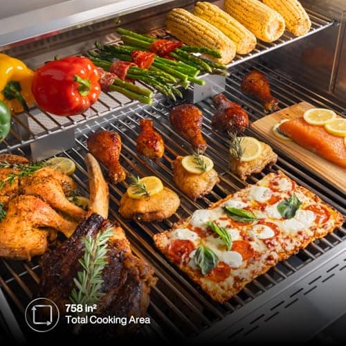 Spire Premium 5 Burner Built In Gas Grill Island Head, Stainless Steel 30 Inch Propane Grill with Rear Burner, 63,000 BTUs, 750 SQ In Racks, Dual Fuel Compatibility - 740-0788P