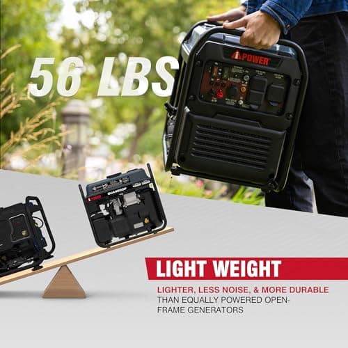 A-iPower 4600W RV-Ready Open Frame Inverter Generator Gas Powered, Lightweight Portable Power Supply with CO Sensor