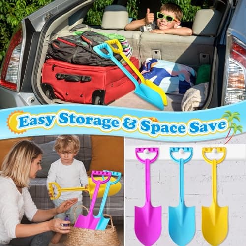 Beach Sand Shovels Toys, 16 Inch Heavy Duty Plastic Sand Spade Shovel for Kids Adults, Beach Sand Toy for Sandbox,Outdoor, Snow Scoop, Planting, Digging, Gardening, Summer Vacation 3 Pack