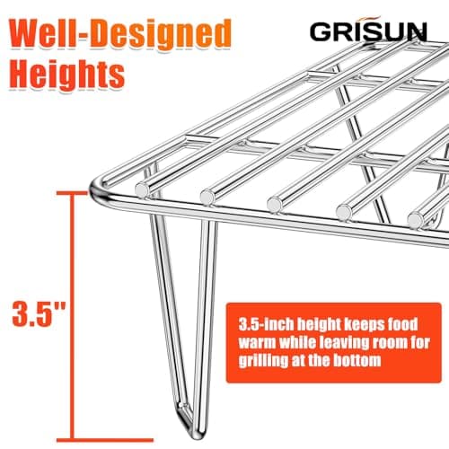 GRISUN Warming Rack for Green Mountain Grill Davy Crockett Pellet Grill, Upper Rack Replacement for GMG-6016, Grill Rack Addition for Doubled Cooking Space (14" x 10" x 3.5")