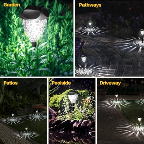 Ensenior 12-Pack Solar Lights Outdoor, Auto ON/Off 6500K LED Solar Garden Lights for Pathway, Yard, Patio, Walkway, Planter, Waterproof, Energy-Efficient Landscape Lighting