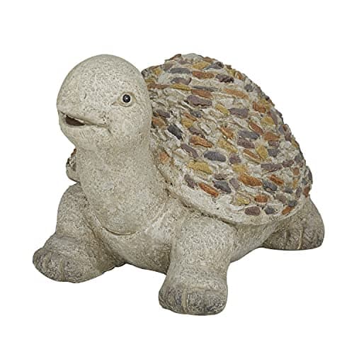 Deco 79 Polystone Turtle Decorative Garden Sculpture Indoor Outdoor Garden Statue with Stone Mosaic Design, Outdoor Sculpture 14" x 11" x 10", White