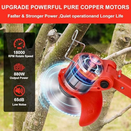 Weed Wacker Cordless,24v Electric Weed Eater Battery Powered,3 in 1 Lightweight Grass Trimmer with 2 4.0 Ah Batteries & Charger,Height Adjustable Wheeled Brush Cutte for Lawn Care,Garden,Yard (red)