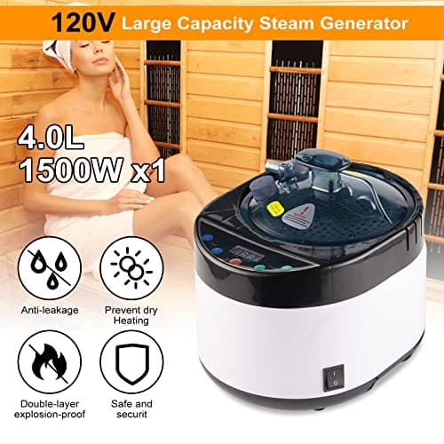 4L Large Capacity Home Sauna Steamer, Portable Steam Generator with Protection for Home Spa, Lightweight Stainless Steel Pot with Timer&Gear Display for Relaxation, with Remote Control