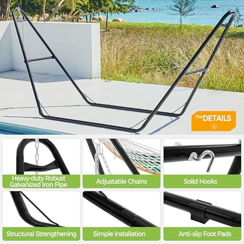 Yaheetech Universal Hammock Stand, Heavy-Duty Double-Pipe Steel Hammock Stand for 9-14.5 Ft Hammocks, 475 Lb Capacity and Capable of Holding 2-3 People