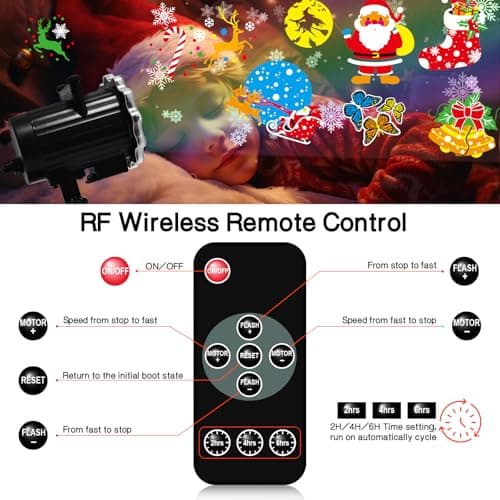 Holiday Projector Lights Outdoor,MOSSNDAR 64 HD Patterns Decorative Projector with RF Remote,Waterproof Landscape Lamp Projector for Garden Patio Independence Day Birthday Party Festival Decoration