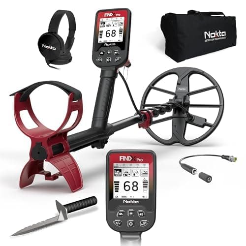Nokta Findx Pro Metal Detector for Adults, Professional Lightweight Waterproof Gold Detector, Pinpoint, USB Rechargeable, Backlit LCD, Complete Kit with Headphones, Carrying Bag, Premium Digger