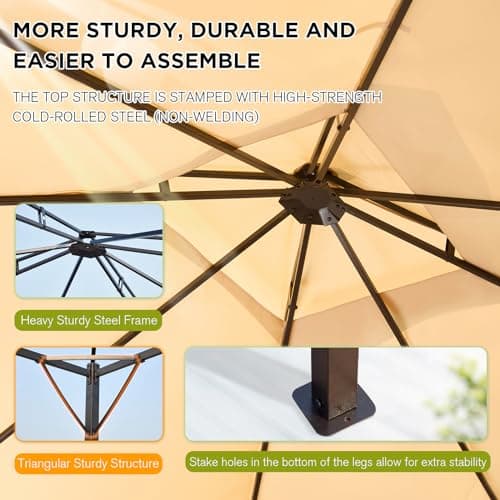[New-Gen] Outdoor Patio Gazebo10x12,Gazebo with Mosquito Netting[Sturdy Metal Heavy Duty Frame],Outdoor Canopy Gazebos with Double Air Roofs,Outdoor Gazebo Tent,Waterproof Sunshade for Backyard/Deck
