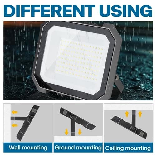 2 Pack LED Flood Lights Outdoor, 100W 10000LM Super Bright Floodlight Outside Work Light with 5.9FT Plug, IP65 Waterproof 6000K Outdoor LED Flood Light for Garage, Yard, Lawn, Garden