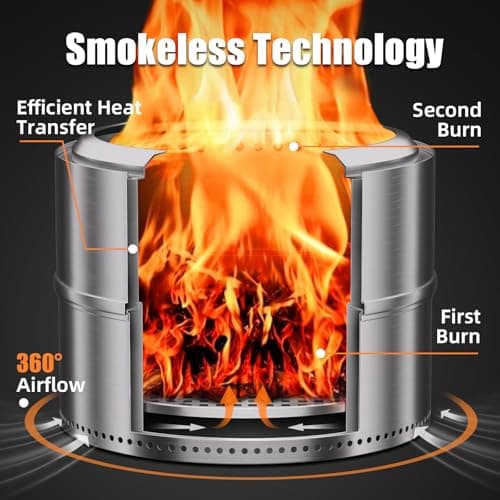 Smokeless Fire Pit - 19.5" Outdoor Fire Pit Removable Ash Pan,Smokeless Firepit for Camping, Picnic,Backyard Patio, Bonfires, and Outdoor with Carry Bag for Easy Use