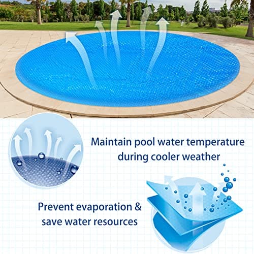 Frienda 6 x 6 ft Pool Hot Tub Solar Cover, 16 Mil Heavy Duty Trimmable Floating Thermal Blanket Spa Bubble Cover for Hot Tub Inground Pools Swimming Insulating Solar Heating
