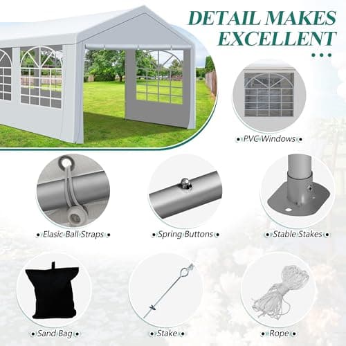 10' x 30' Canopy Party Tent & Carport - Heavy Duty Outdoor Wedding Gazebo with 4 Sand Bags, Event Shelter Canopy for Outdoor Event, Wedding, Birthday Party