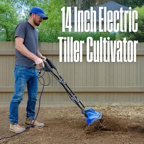 Westinghouse 14-Inch, 10 Amp Corded Electric Tiller Cultivator for Gardening, with 4 Steel Blades