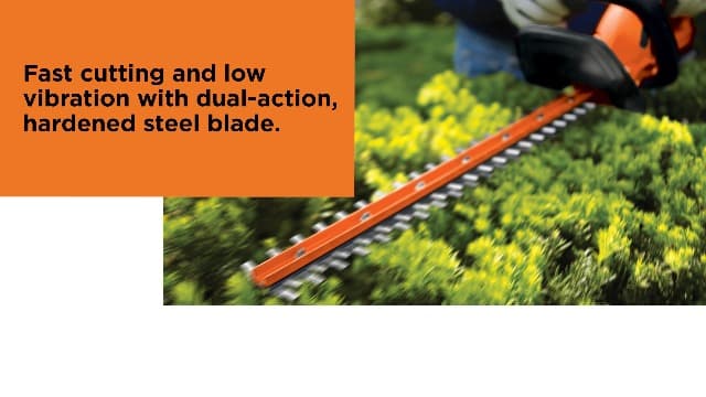 BLACK+DECKER 20V MAX Cordless Hedge Trimmer, 22 Inch Steel Blade, Reduced Vibration, Battery and Charger Included (LHT2220)