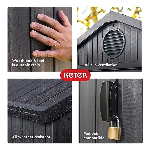 Keter Outdoor Storage Tool Shed for House, Lawn & Garden, 4x6’ Darwin, Graphite