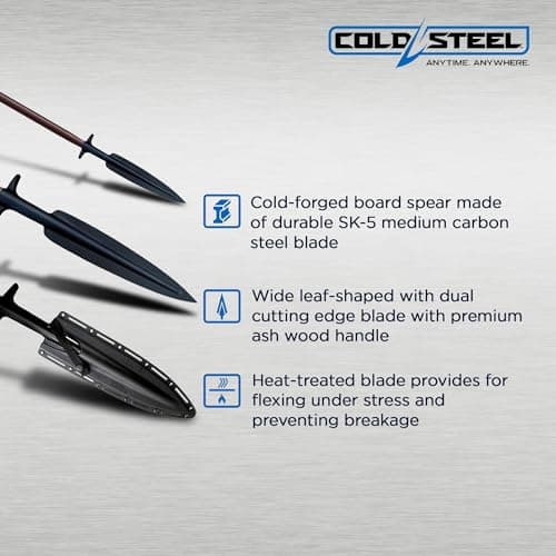 Cold Steel Medium Carbon SK 5 Steel Boar Hunting Spear with Secure Ex Sheath