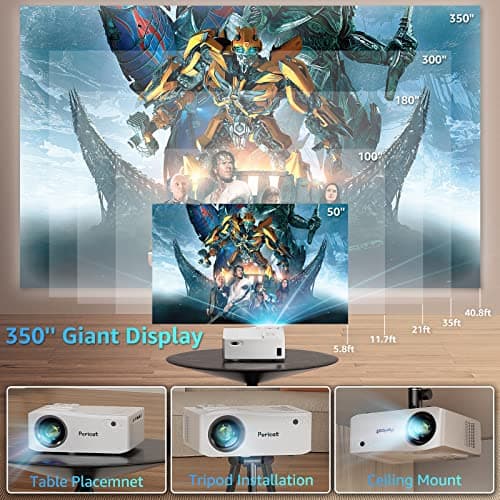 5G WiFi Bluetooth Projector, Native 1080P Outdoor Movie Projector with 300" Display, 380ANSI Home Theater Video Projector 4K Supported, LED Video Projector Compatible with TV Stick, Phone/PC