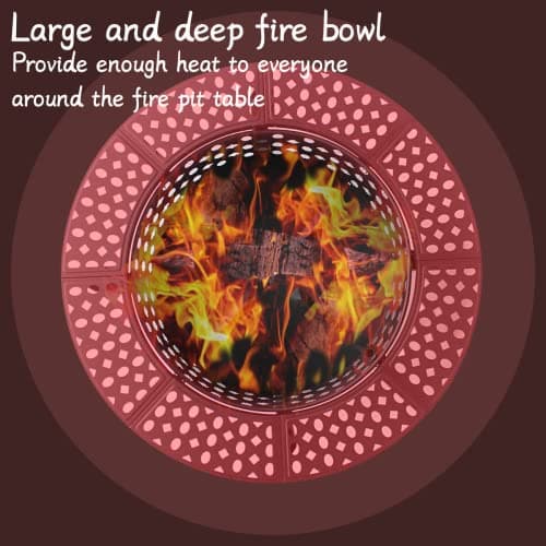 42 Inch Fire Pit with 2 Grills, Extra Large Wood Burning Fire Pits for Outside with Lid & Poker, Heavy Duty Firepit,BBQ& Outdoor Fire Pit & Round Metal Table 3 in 1 for Patio, Picnic, Party