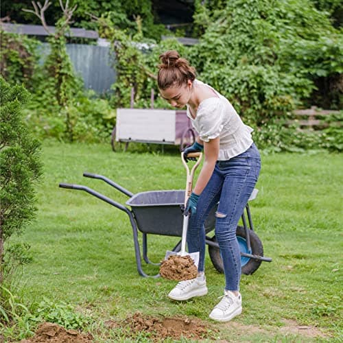 Garden Digging Spade, 41" Stainless Steel Square Border Spade, Heavy Duty European Shovel with D-Grip Handle, Traditional English Style Flat Shovel for Digging, Yard Work, Transplanting