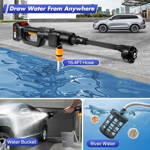 Upgrade 900PSI Cordless High Pressure Washer Gun, 15000mAh Battery Powered Pressure Washer with 6-in-1 Adjustable Nozzle, Portable Handheld Power Washer for Car, Home Cleaning & Garden Watering