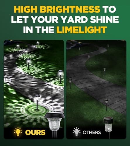 10 Pack Ultra Bright Solar Lights Outdoor Waterproof, from Dusk to Dawn Up to 12H Solar Light for Outside, Auto On/Off Solar Powered Garden Pathway Lights, Landscape Lighting (Cold White)