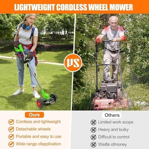 Cordless Weed Wacker Electric Weed Wacker Battery Powered with 21V 4.0Ah Battery Operated Grass Trimmer 3 in 1 Weed Trimmer Lawn Edger Brush Cutter for Lawn Garden Pruning Trimming