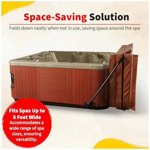 HEATWAVE Low Mount Spa Cover Lift – Compatible with Rectangular/Square Spas up to 8 ft Wide – Easy to Use Hot Tub Cover Lifter with Durable Power Coated Steel & Adjustable Spacers - Black