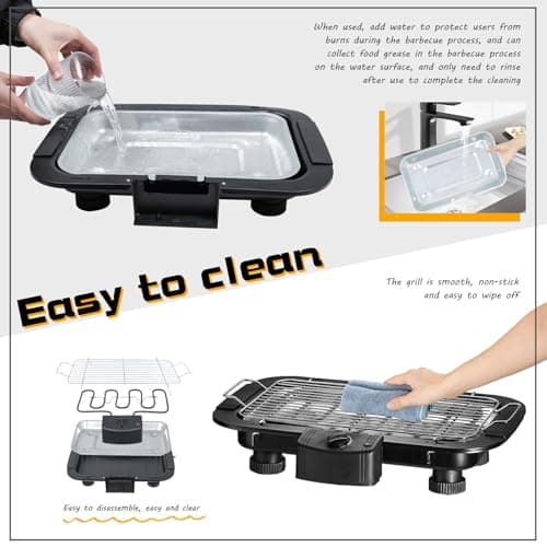 Electric Grill Outdoor Indoor Cooking,Smokeless BBQ,Portable Removeable Stand Grill, (YD301 Upgrade)