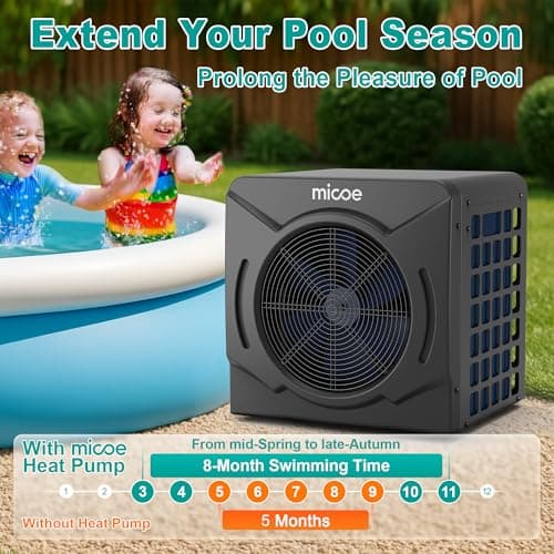 17000 BTU Energy Efficient Electric Pool Heat Pump - for Above Ground Pools Up to 15ft (8/11/15ft) & 5,000 Gallons, Ultra Quiet 50dB, 110V/120V with Easy Install Kit (17000 BTU)