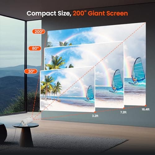 [Two-Way Bluetooth 5.2] Mini Portable Projector 4K 1080P Supported Projection, Tecaki Smart Projector with 180°Rotatable Stand Auto Keystone Correction Long Lens Life for Home Theater, Outdoor Movie