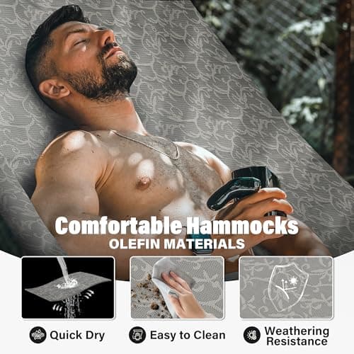 Patio Watcher 13 FT Quick Dry Textilene Hammock - Outdoor Double Hammock - Heavy Duty for Outside - 450 lbs Capacity - Mocha