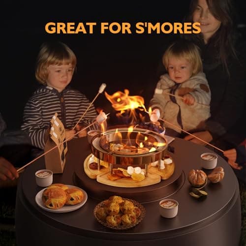 OGERY Tabletop Fire Pit - Ethanol Table Top Firepit for Indoor Outdoor Use, Portable Fire Place with DIY-Style Design to Place Biscuits Snacks for S'Mores - Perfect for Patio Home Decor Parties Gifts