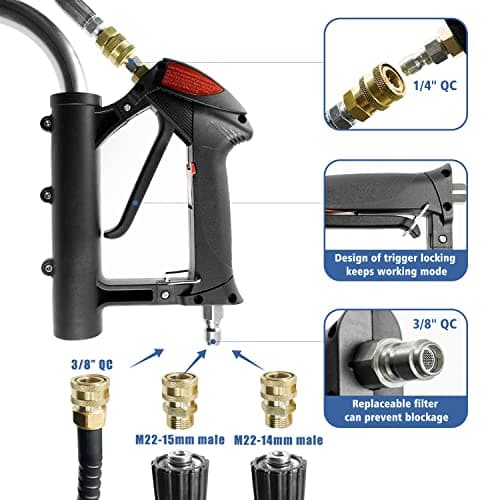 janz 24'' Pressure Washer Surface Cleaner with 4 Wheels,Dual Handle,Stainless Steel Housing, 4 Replacement Nozzle Cores and 2 Hose Adapters,Ideal for Driveways, Sidewalks,Patios,Decks Cleaning