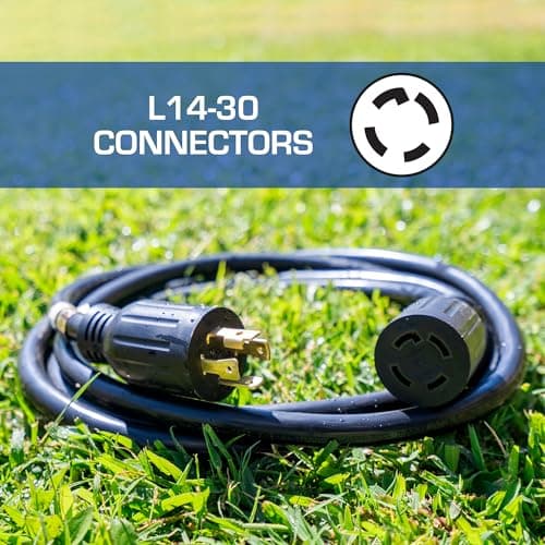 DuroMax XP3025GC 30-Amp 25-Foot 10-Gauge L14-30 Heavy Duty Generator Cord for Home Power Backup, Black