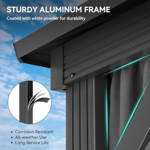 YITAHOME 10x10ft Hardtop Gazebo with Nettings and Curtains, Heavy Duty Double Roof Galvanized Steel Outdoor Combined of Vertical Stripes Roof for Patio, Backyard, Deck, Lawns, Gray