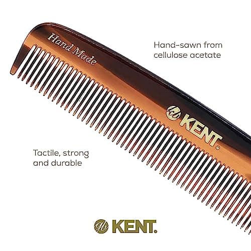 Kent 7T Handmade All Fine Tooth Pocket Comb for Men, Hair Comb Straightener for Everyday Grooming Styling Hair, Mustache and Beard, Use Dry or with Balms, Saw Cut and Hand Polished, Made in England