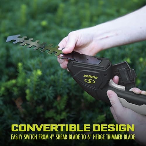 Sun Joe HJ604C Cordless Grass Shear + Shrubber Handheld Trimmer, (w/Battery + Charger Included), 7.2V, Black