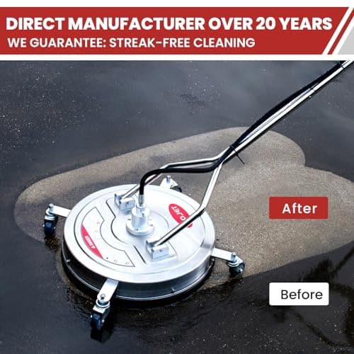 22" Pressure Washer Surface Cleaner with 4 Wheels & Dual Handles & 3 Nozzles, 4500PSI 6GPM Stainless Steel Pressure Washer Attachment for Concrete Driveway Sidewalk Deck Patio, Commercial Grade