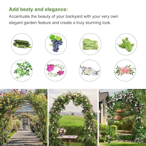 Metal Pergola Arbor,7.5 Feet Wide x 6.4 Feet High or 4.6 Feet Wide x7.9 Feet High,Assemble Freely 2 Sizes,for Various Climbing Plant Wedding Garden Arch Bridal Party Decoration Wide Arbor