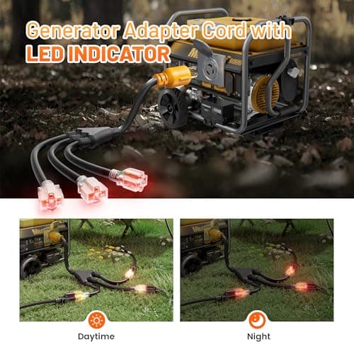 MECMO Shore Power NEMA L5-30P to 3X 5-15R/5-20R RV Generator Adapter Marine 30 Amp to 110 15 Amp Household Regular Connector, 30A 3 Prong Locking Generator Male L5-30P to 5-15R 5-20R 3-Way Female
