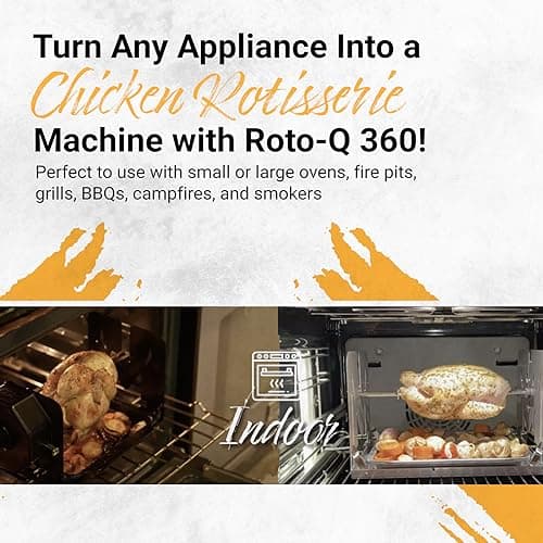Cordless Universal Rotisserie Kit for Grills Ovens and Smokers - Non-Electric Wind-up Spit Roaster, Gas or Charcoal BBQ - Indoor/Outdoor (Stainless Steel)