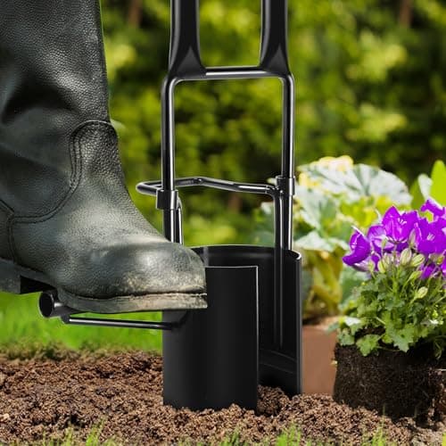 Bulb Planter Tool Long Handle,Upgraded Serrated Base Gardening Bulb Transplanter with Soft Grip,Heavy Duty Double Long Handled Bulb Planter Sod Plugger for Digging Holes to Plant Tulips,Iris,Daffodils