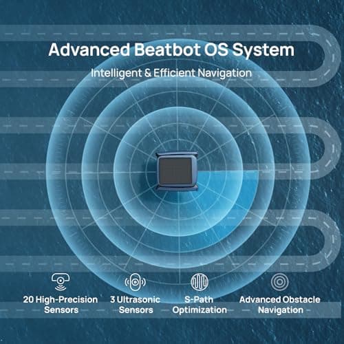 Beatbot iSkim Ultra Solar Powered Robotic Pool Skimmer, Pool Surface Cleaner Robot, Dual Charging Options, Water Clarification, Edge & Corner Cleaning, S-Path Optimization, App Control, Ocean Blue