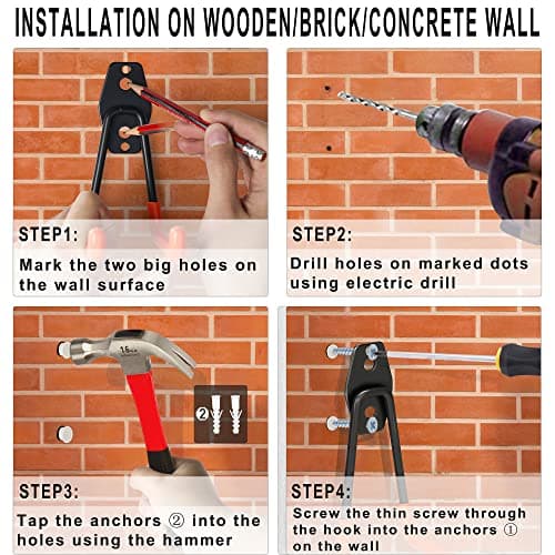 Heavy Duty Steel Hooks, 16 Pack with Anti-Slip Coating - Utility Wall Mount Garage Storage for Hanging Bike, Ladder and Garden Tools